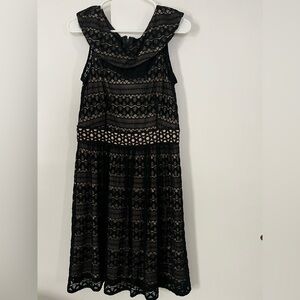 Taylor Elegant Black Lace Midi Dress